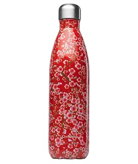Qwetch Bouteille isotherme inox flowers rouge 750ml - 10209